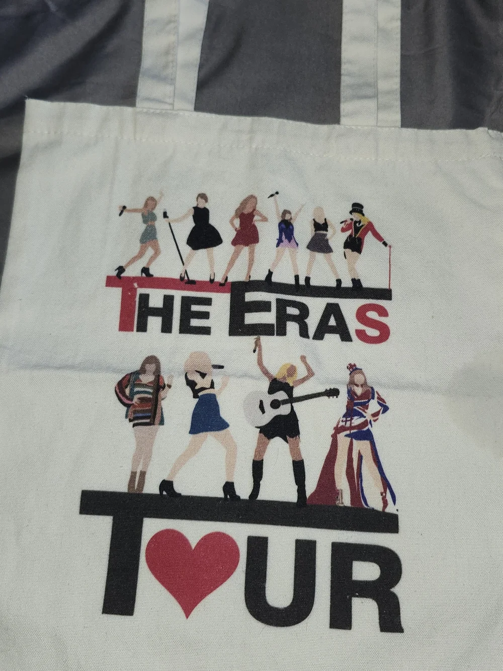 TAYLOR SWIFT Canvas Tote Bag with 'The Eras Tour' Graphic - White